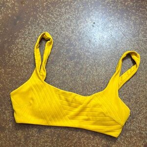 Yellow Women's Scoop Swim Top Medium